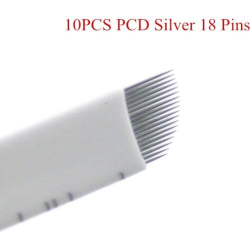 10PCS/Lot 18 Pins silver Microblading Needles Permanent Makeup Eyebrow Tatoo Blade for Manual Eyebrow Tattoo Machine Pen