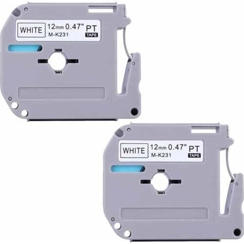 2 Pack Label Tape Compatible for Brother M Series Label Tape Cartridge M-K231 MK231 M231 12mm x 8m 1/2" x 26.2ft