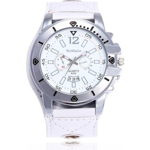 2018 Fashion WoMaGe Brand Casual Men Watch Sports Wristwatches Pu Leather Strap Quartz Watches Gentleman Big Dail With relogio