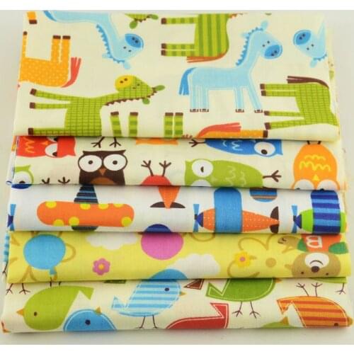 Cartoon Pattern Art Work Home Textile 5PCS Mix Cotton Fabric 20cmx50cm Twill Baby Clothes Quilting Meter Tissu Desk Decoration