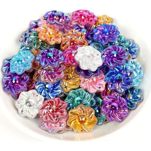 50Pcs 20mm Mixed Resin Windmill Flowers Flatback Cabochon Embellishments Scrapbooking Decoration Diy Craft Supplies Accessories