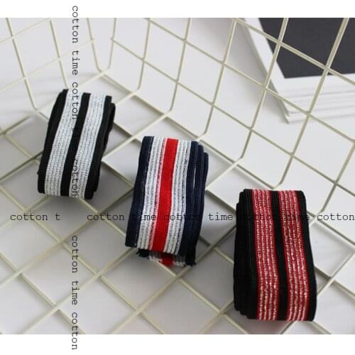 6yards/lot Garment Accessories Silver Stripes Nylon band Material Pants side ribbon striped ribbon knitted band Sewing accessory