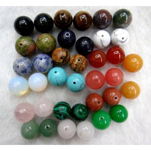 10mm Natural stone Quartz crystal aventurineTurquoises Opal Half hole beads for Diy Jewelry Making Bracelet Accessories10pcs