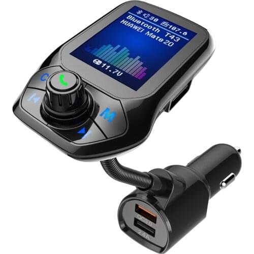 Car MP3 Player Big Screen Bluetooth Carkit Hands-free Quick Charge3.0 USB Car Charger Wireless FM Transmitter