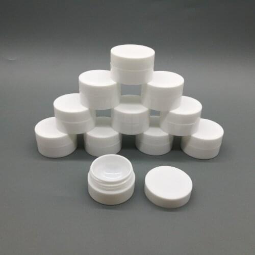 Free shipping 24pcs/lot 5g 5ml PP White cosmetic jar containers, empty plastic cream jar with hollow bottom