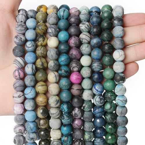 Natural Stone Beads Matte Black Web Jaspers Loose Beads For Jewelry Making Diy Bracelet Necklace Beads Supplier 6/8/10mm 15