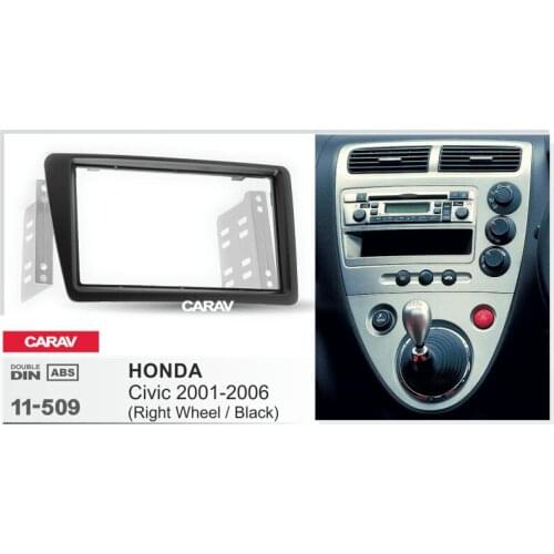 CARAV 11-509 Top Quality Radio Fascia for HONDA Civic 2001-2006(Right Wheel / Black) Stereo Fascia Dash CD Trim Installation Kit