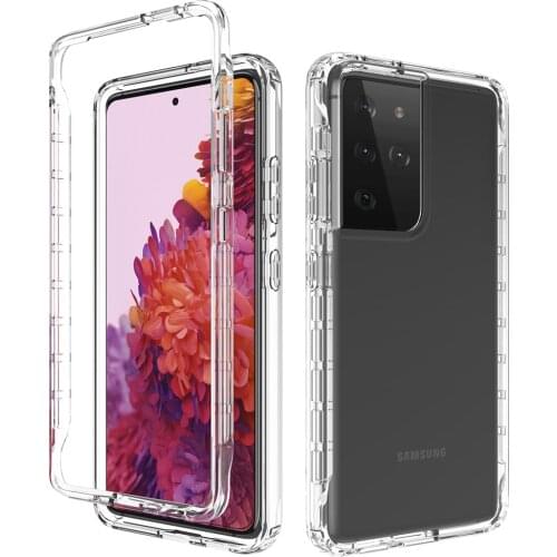 2 in 1 Rugged Armor Transparent Acrylic Shockproof Case For Samsung Galaxy Note 20 Ultra S21 FE Note 10 Lite S20 Plus Back Cover