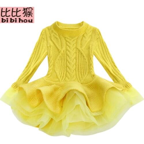 Kids Thick Warm toddler Girls christmas dress for girls party princess dress children Knitted Chiffon Winter robe de noel fille
