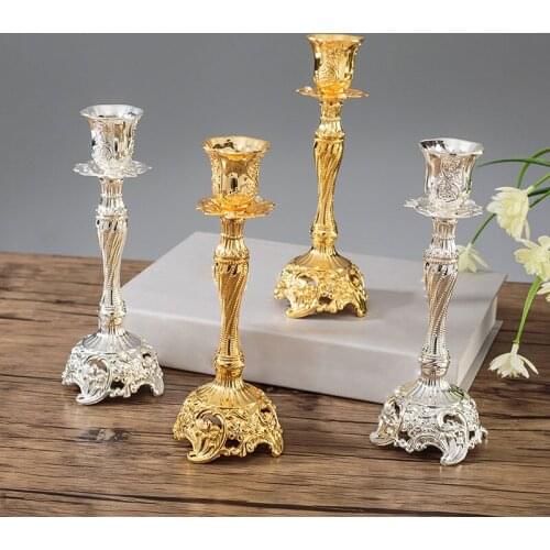 Europe metal candle stand god candlesticks metal antiques 2PCS/pair Gold/Silver table home decoration candle holders 50xx079