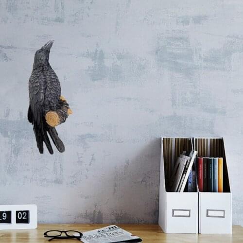 Simulation Black Crow Model Resin Craft Bird Sculpture Artificial Crow Collectible Figurine Statue Ornament Home Garden