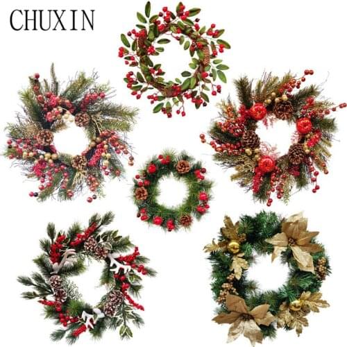 Artificial pine cone pine needle Christmas wreath DIY home wall decoration Fake flower wedding decoration Christmas party gift