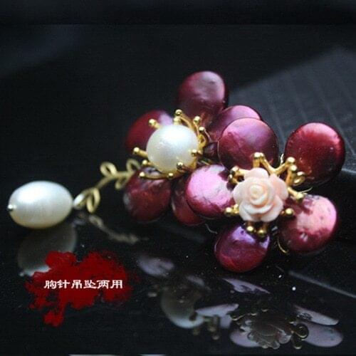 Custom Made A504087 Featured Shaped Pearl Brooch Pendant High Quality Jewelry