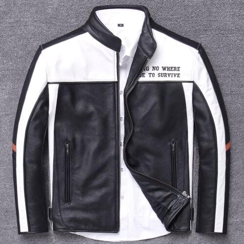 Head Layer Genuine Clothing Stand Lead Short Fund Motorcycle Halley Locomotive Cycling Wear Male Leather Cowhide