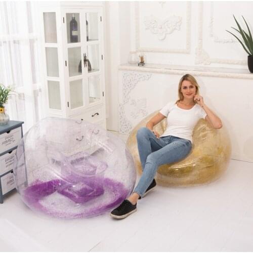 Azy Sofa Bedroom Deck Chair Childrens Kids Home Furnishing Outdoor Inflatable Transparent Lunch Break Sequined Air Cushion