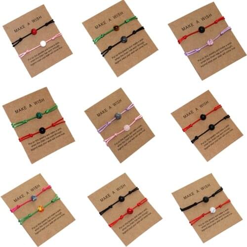 2019 New Simple Red Rope Woven Bangle Men Women Wish Bracelet Natural Stone Bracelet Good Friends Couple Gifts Accesory