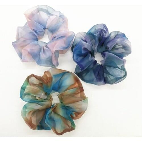 Tie-dye new ins net red French super large organza hair ring super fairy temperament chiffon large intestine ring head rope