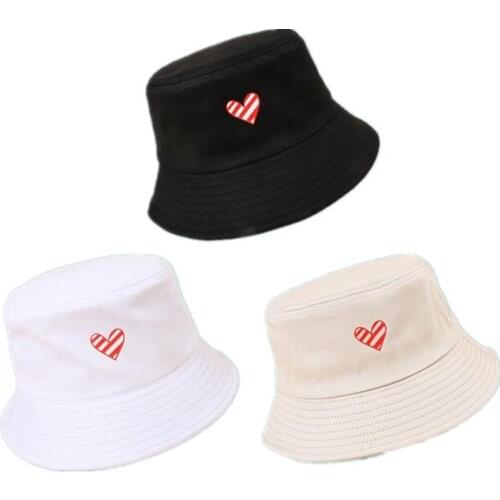 Love Print Cotton Bucket Hat Fisherman Hat Outdoor Travel Hat Sun Cap Hats for Men and Women 152