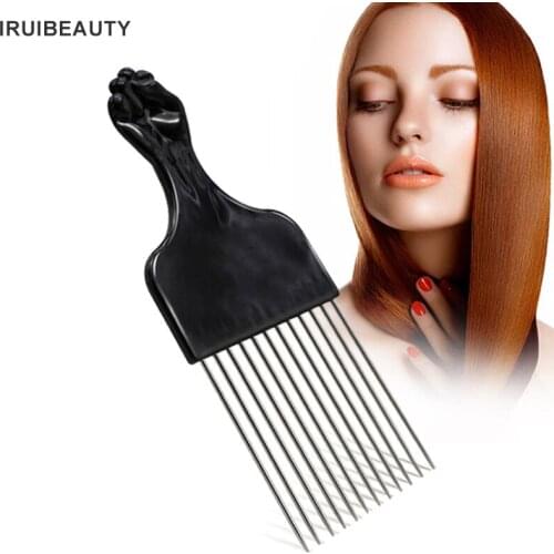 Wide Tooth Stainless Steel Barber Accessories Black Curly Hair Comb Tangled Hair Brush MenS Oil Head Comb Hair Styling Tools