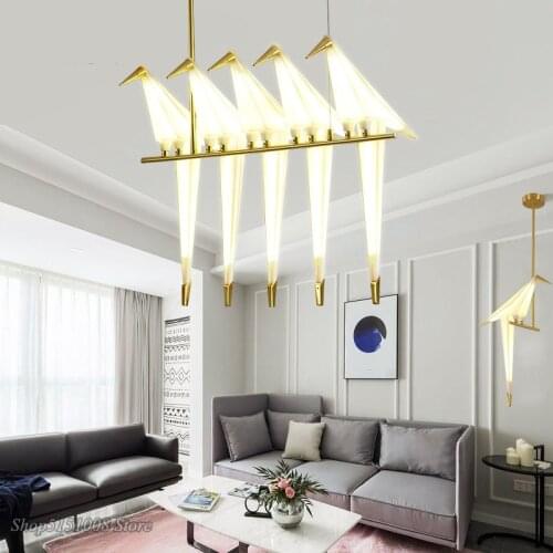 Nordic Pendant Lights Bedroom Origami Bird Light Kitchen Gold Light Fixtures Dinning Room Lights Furniture Living Room Lamp