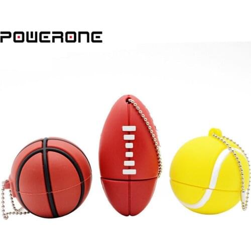 POWERONE Sports ball usb flash drive 64GB 16GB 32GB memory stick basketball Pendrive football Pendriver tennis usb disk USB 2.0
