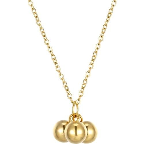 Simple Design 3 Pieces 8mm Bead Pendant Necklace For Women Stainless Steel High Quality Gold Color Fashion Jewelry Collares