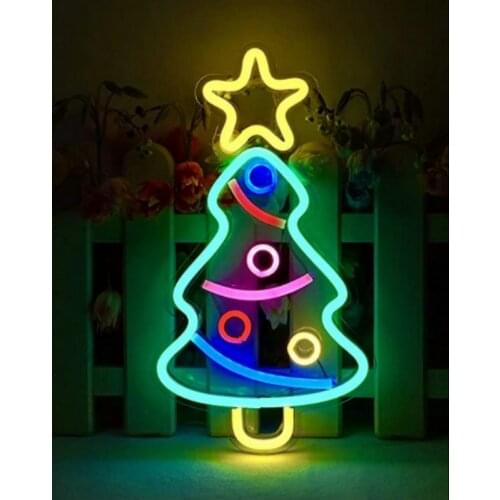 Christams tree LED Neon Light Sign Room Wall Lights Christmas Holiday Party Decoration Kids Gift