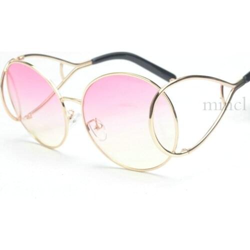 MINCL 2019 Oval Sunglasses Women/Men Brand Designer Vintage Metal Frame Male Transparent Punk Eyeglasses UV400 NX