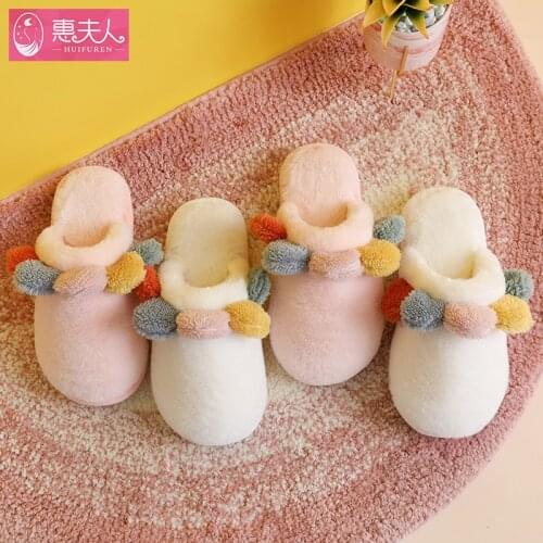 Woolen Cotton Slippers Winter Lovely Plush Home Lovers Thick Warm Wool Slippers Lady Shoes Woman Slippers Women