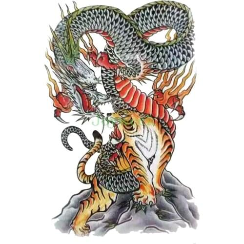 Waterproof Temporary Tattoo Sticker whole back large size dragon VS. tiger tatto stickers flash tatoo fake tattoos for men