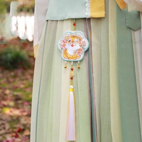 Cross Stitch Cartoon Tiger Claw Sachet Kawaii Tassel Pendant Finished Fashion Product Alien Hanfu Purse Embroidery Chinese Style