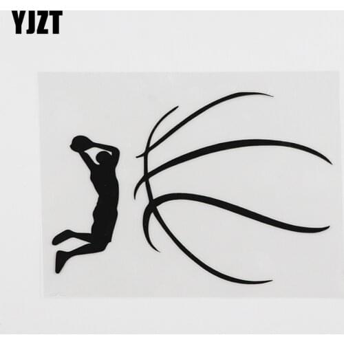 YJZT 13.1CMX9.3CM Art Basketball Players Sport Decal Vinyl Car Sticker Black/Silver 8A-0233