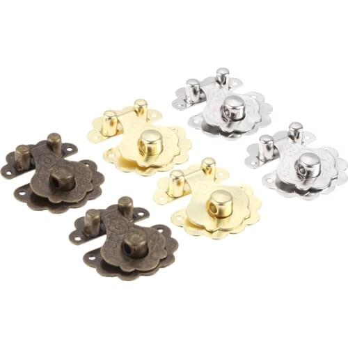2 Pcs 40*36mm Antique Buckle Latch Clasps Hasps for Wooden Wine Jewelry Box with Lock Buckle Antique Padlock Furniture Hardware