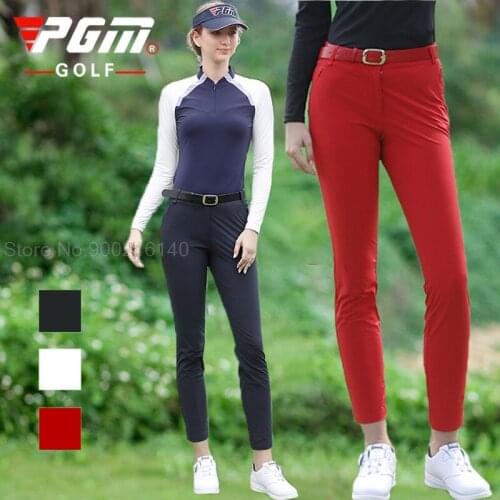 Pgm Woman Slim Long Pants Fall Winter Elastic Golf Wear Breathable Soft Golf Pants Ladies Warm Tennis Sports Trousers Windproof