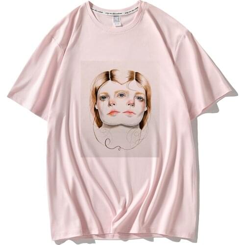 Womens Tops Fashion Girl Print American and European Style Short Sleeve Round Neck Cotton Female T-shirt Loose T-shirts Women