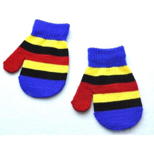 Winter Warm Gloves Cute Children Knitted Stretch Mittens Color Stripe Gloves Unisex Knitted Gloves Wholesale