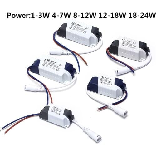 1pcs Safe LED Light Transformer Power Supply Adapter For Led Lamp/bulb 1-3W 4-7W 8-12W 13-18W 18-24W Plastic Shell LED Driver