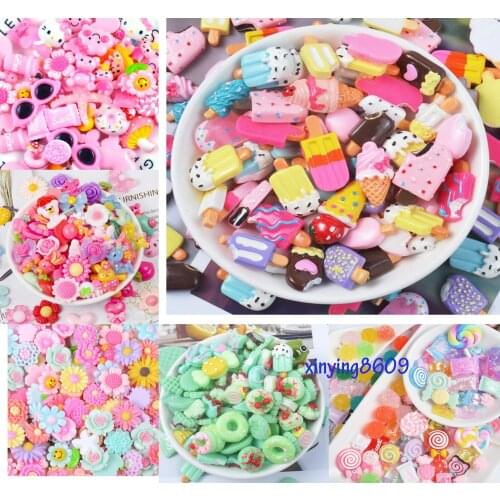 10pcs/lot Flat Back Resin food cake flower flatback Resin Cabochon for Phone Decoration Hair Bow DIY Scrapbook Embellishmen