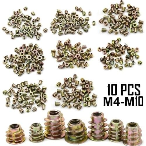10Pcs M4 M5 M6 M8 Zinc Hex Drive Head Screw Insert Nut Threaded For Wood Cheap