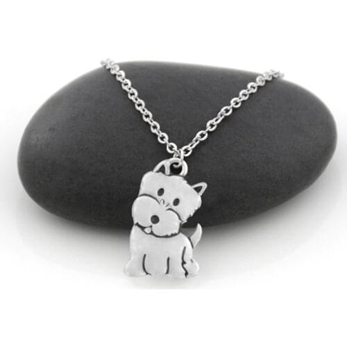 10 Pieces Vintage Westie & West Highland Dog Pendant Necklaces For Women Stainless Steel Chain Statement Necklaces Party Jewelry