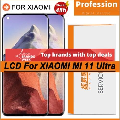 100% Original 6.81'' Display For Xiaomi Mi 11 Ultra M2102K1G LCD Touch Screen Digitizer Assembly 10 Point Touch Repair Parts