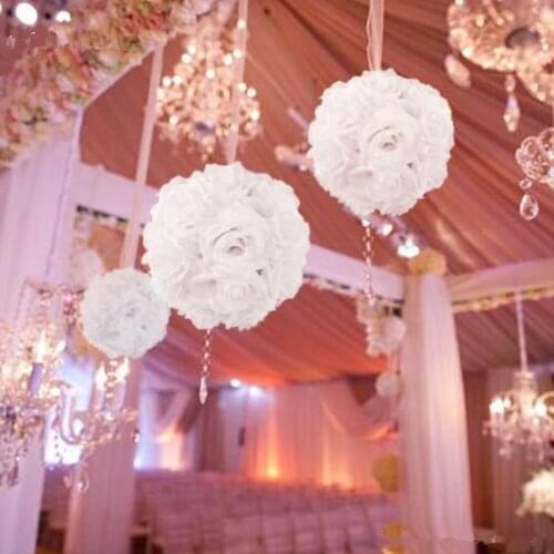 15cm Diameter Silk Rose Flower Ball Artificial Bouquet Kissing Hanging Ball for Wedding Centerpiece Decoration 5 Color