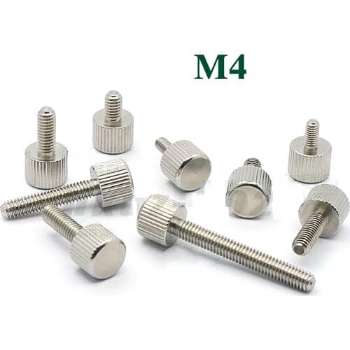 2/5/10PCS M4 Thumb Screws Knurled Head Manual Adjustment Screws 303 Stainless Steel GB835 Length 6 8 10 12 14 16 18 20 25 30mm