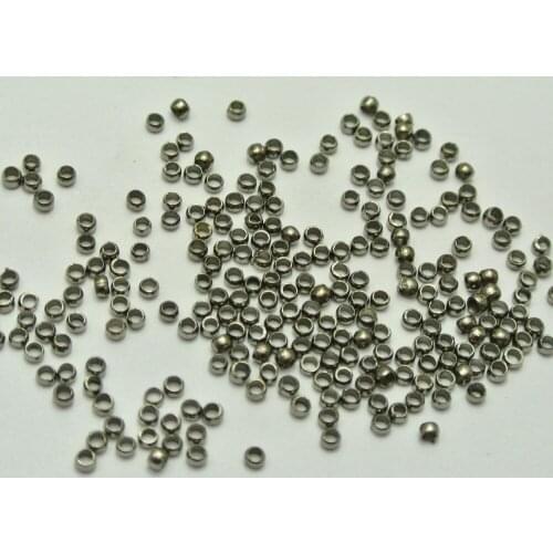 2000 pcs Gunmetal Tone Metal Round 2.0mm Crimp End Beads