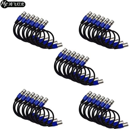 30 Pieces DMX Signal Line 3 Pin XLR Signal Cable Blue Color Stage Lights Signal Connection Cable
