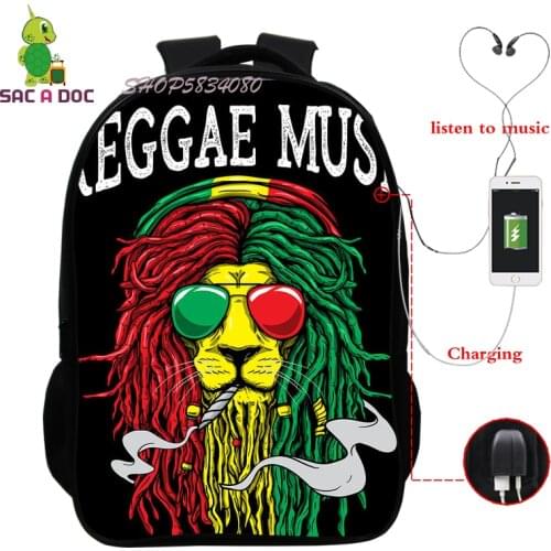 3D Animal Lion USB Charging Backpack Laptop Knapsack Teens Lion Mochilas Large Capacity Travel Rucksack School Bag Mens Bookbag