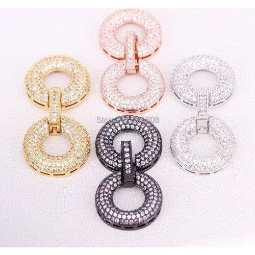 5PCS CZ Micro Pave Double Ring Buckle Interlocking Clasp Fastener/Clasp, CZ Buckle Clasp