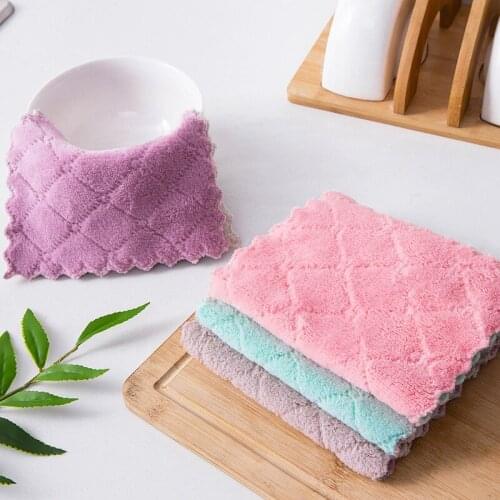 5 Pcs Double-Layer Absorbent Microfiber Kitchen Dish Cloth Non-stick Oil Home Utensils Dishcloth Household Cleaning Wiping Towel