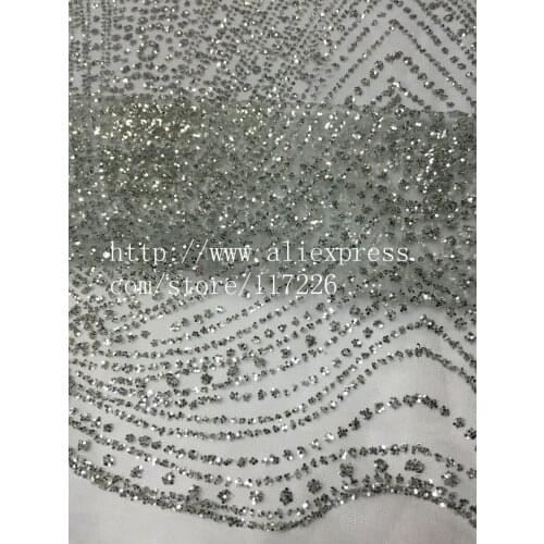 New design african lace fabric silver glitter sequins French tulle lace fabric with sequins For Wedding dress JRB-36230