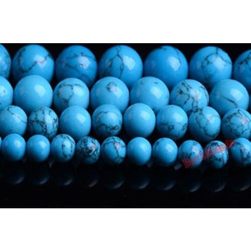 Free shipping 4 6 8 10 12mm natural Blue turquoises bead necklace bracelet / necklace / jewelry making wholesale